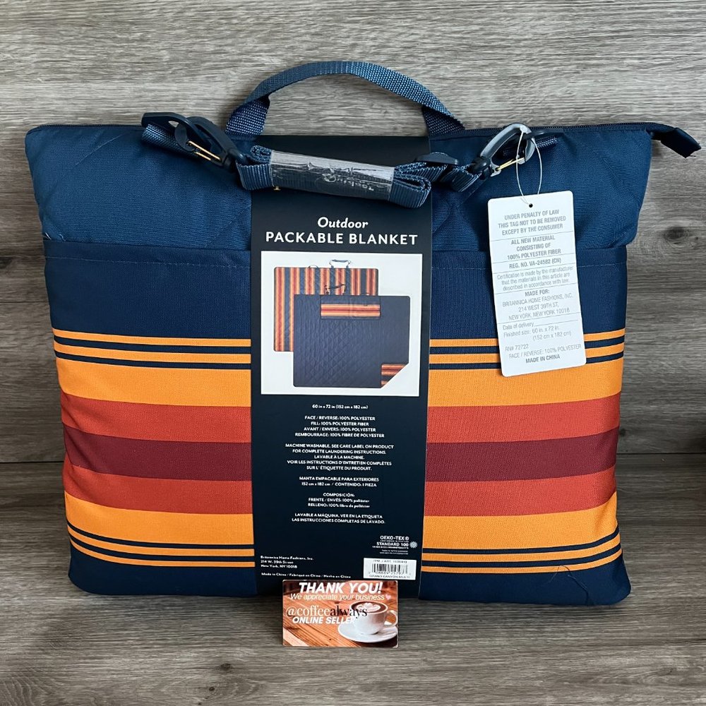 Pendleton Outdoor Packable Blanket Blue Red Orange Stripes 60'' x 72'' NWT - Picture 3 of 3